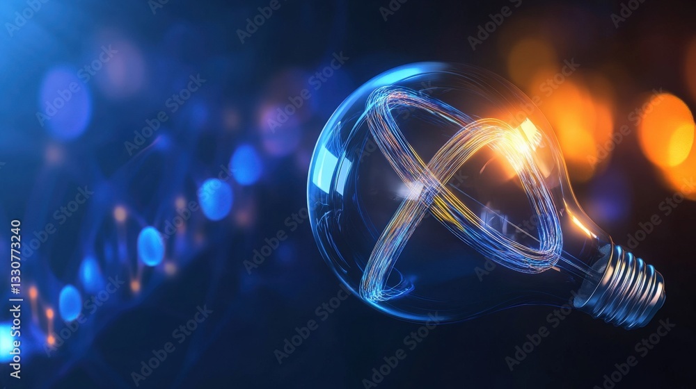 Poster dynamic light bulb concept illustrating innovation and creativity in technology studio setting digit