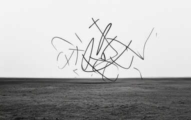 Abstract Black Lines On Dark Textured Ground