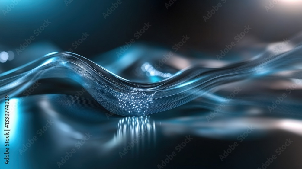 Poster flowing water waves abstract digital environment fluid dynamics visual modern aesthetic close-up vie
