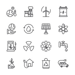 A set of icons for various environmental topics