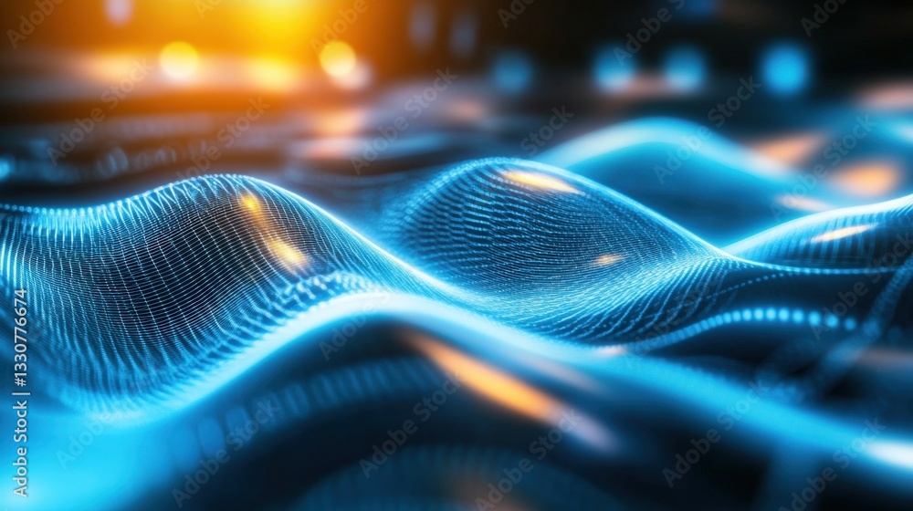 Poster dynamic blue wave patterns digital world abstract art technology close-up view visual innovation