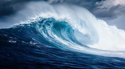 Powerful ocean wave crashing