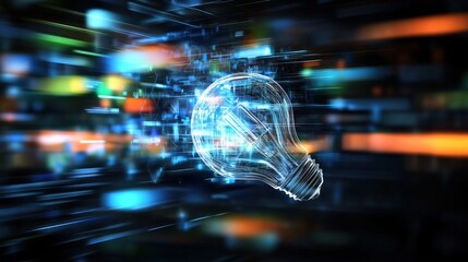 Fototapeta premium Innovative light bulb concept digital space graphic visualization technology environment abstract viewpoint futuristic idea
