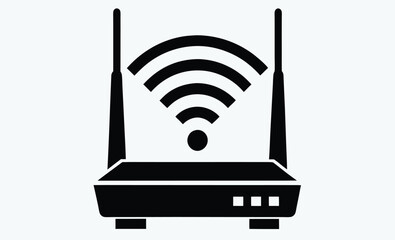 Wi-Fi router silhouette vector, router silhouette vector design 