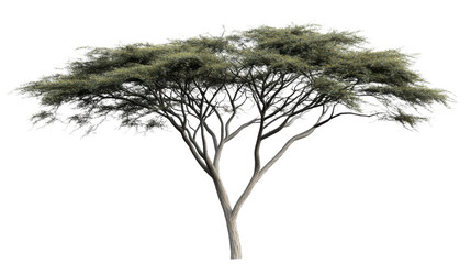 Umbrella thorn acacia tree with transparent background representing african savanna