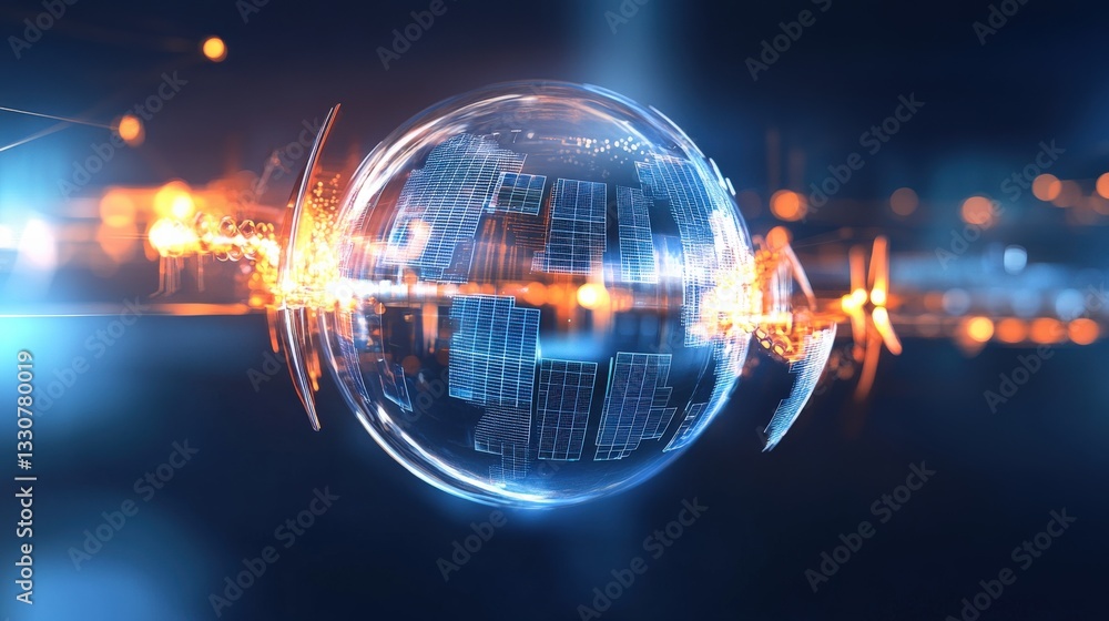 Poster dynamic digital sphere visualization futuristic environment technology concept abstract viewpoint hi