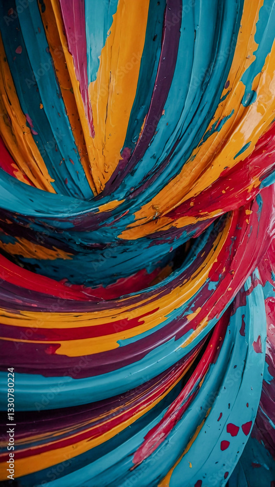 Poster vibrant abstract composition with bold colors and dynamic shapes.