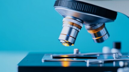 Close-up of a Modern Microscope Lens