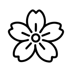 Obraz premium 桜のアイコン、白黒、5枚花びら、ベクター