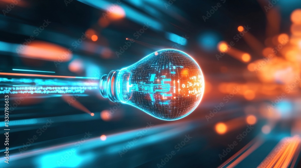 Poster dynamic burst of light and energy futuristic digital realm 3d visualization high-tech environment ma