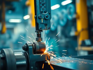 "Industrial Metal Band Saw Welding Macro Close-Up
