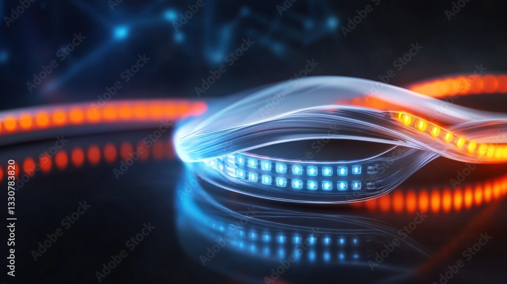 Poster illuminated led wave motion digital space abstract art modern environment dynamic viewpoint technolo