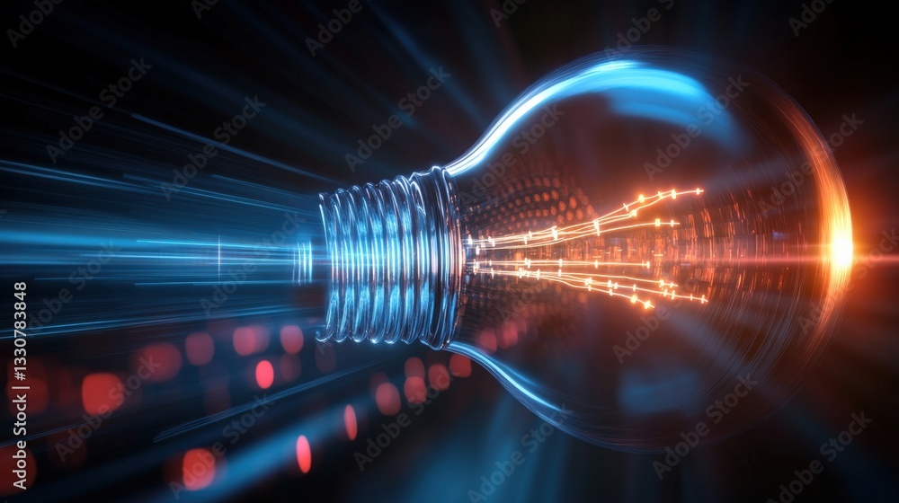 Poster illuminating innovation a dynamic lightbulb concept in a digital environment abstract viewpoint on t