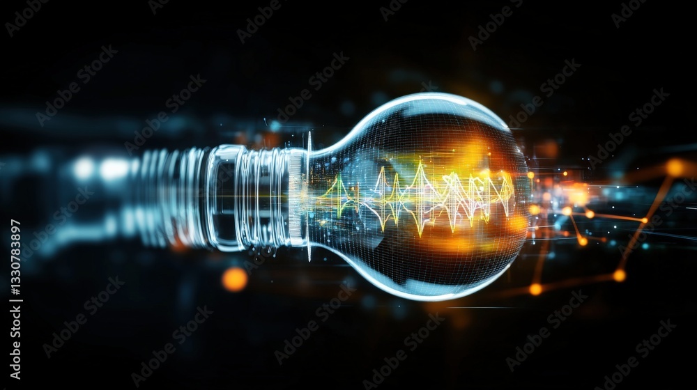 Poster dynamic lightbulb innovation modern laboratory abstract image high-tech environment close-up view co