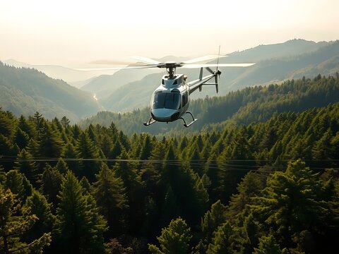 Majestic Helicopter Above Vaishno Devi Forest - Indian Mountain Wallpaper