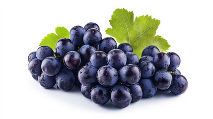 Fototapeta premium Three grapes are shown in a row, with one of them having a leaf on top