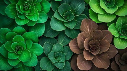 Vibrant Green and Brown Succulents: A Detailed Digital Painting AI Generated
