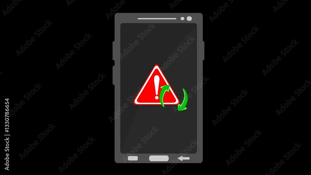 Poster video animation icon pending update mobile phone device, on a transparent background with alpha chan