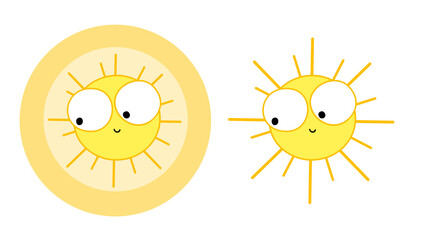 Cute Cartoon Sun with Eyes and Rays – Happy and Cheerful Illustration