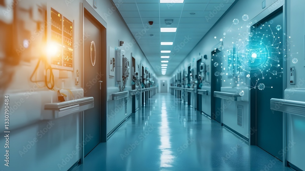 Aufkleber advanced hospital ward equipped with iot connected biosensors automated air systems and ai powered r