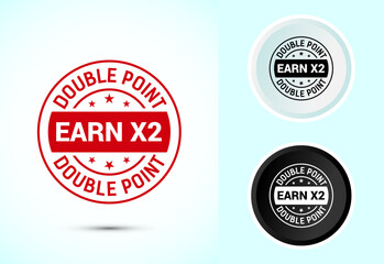 Obraz premium Earn x2 double point icon design illustration. Earn x2 sign symbol for promotion, Color black and white