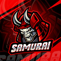 Samurai head esport mascot logo design