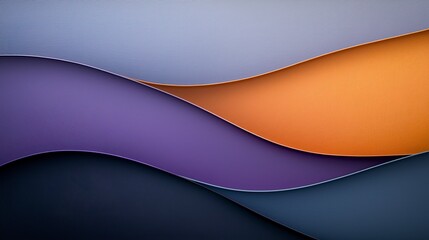 Abstract wavy background with purple, orange, and blue shades.