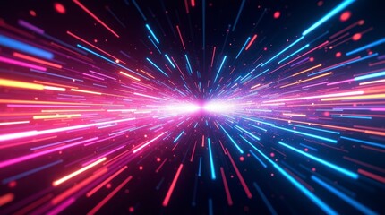 Naklejka premium A vibrant, high-energy futuristic data flow visualization depicting explosive motion