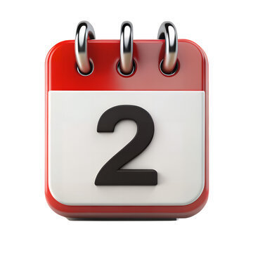Calendar Page: A close-up studio shot of a red desk calendar, clearly displaying the number '2', symbolizing days, appointments, and plans.AI Generated
