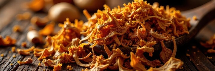 Loose, shredded tobacco, light and dark browns, rustic, background texture