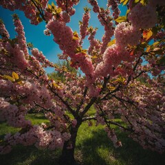 A rainbow-colored cherry tree.