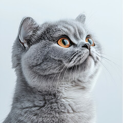 Adorable Gray Furry Kitten with Beautiful Eyes: Indoor Feline Portrait with Playful Muzzle and Elegant Whiskers