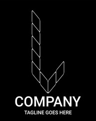 Outline Letter L Logo Minimalist vectors. This design is suitable for t-shirt, gamer, sports, construction, architecture, baseball, basketball, motorsport, sports car, motocross, etc. Uppercase logo.