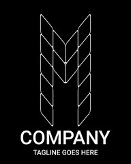Outline Letter M Logo Minimalist vectors. This design is suitable for t-shirt, gamer, sports, construction, architecture, baseball, basketball, motorsport, sports car, motocross, etc. Uppercase logo.