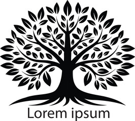 Obraz premium Elegant Tree of Life Logo with Intertwined Branches and Roots 