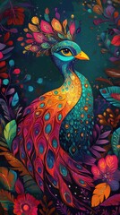 Obraz premium Pavo cristatus in vibrant colors