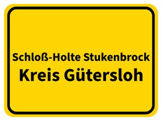 Illustration eines Stadteingangsschildes von Schloß-Holte Stukenbrock, einer Gemeinde des Kreises Gütersloh
