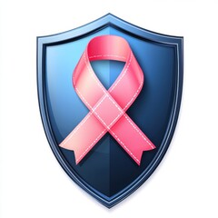 Shield with awareness ribbon icon isolated on white background