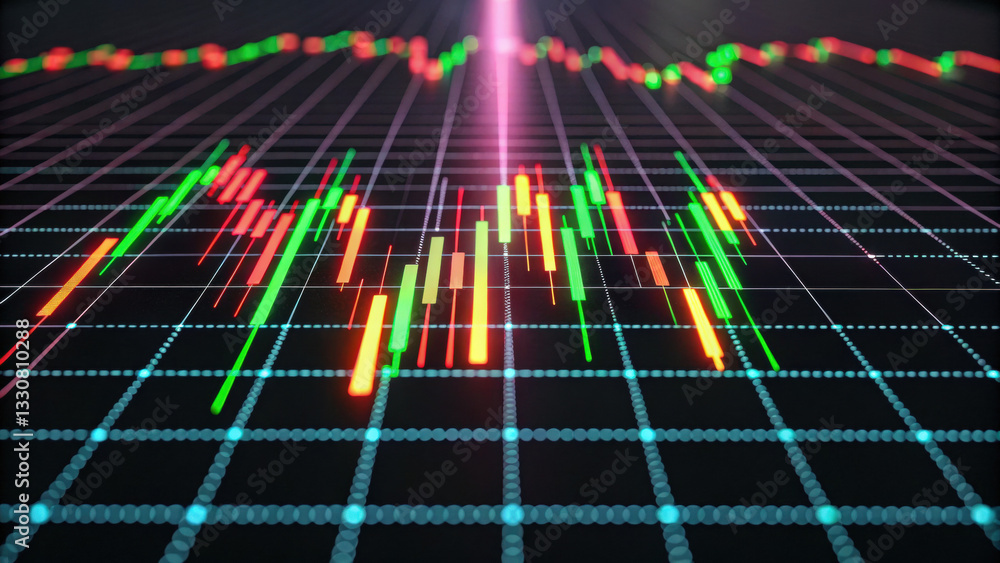 Aufkleber stock pick finance concept. abstract stock market graph with colorful data points.