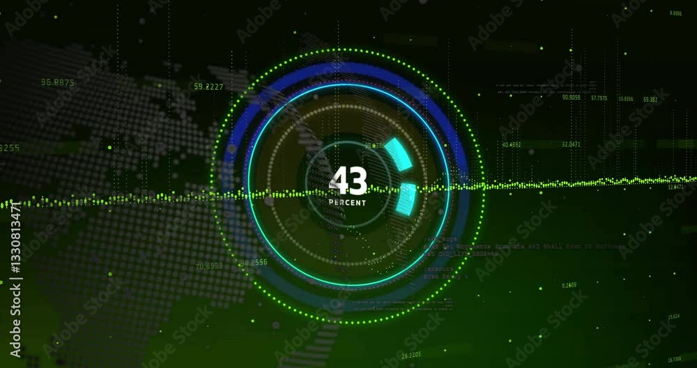 Poster animation of digital progress circle showing 51% over abstract green data background