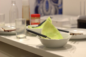 食後のテーブル