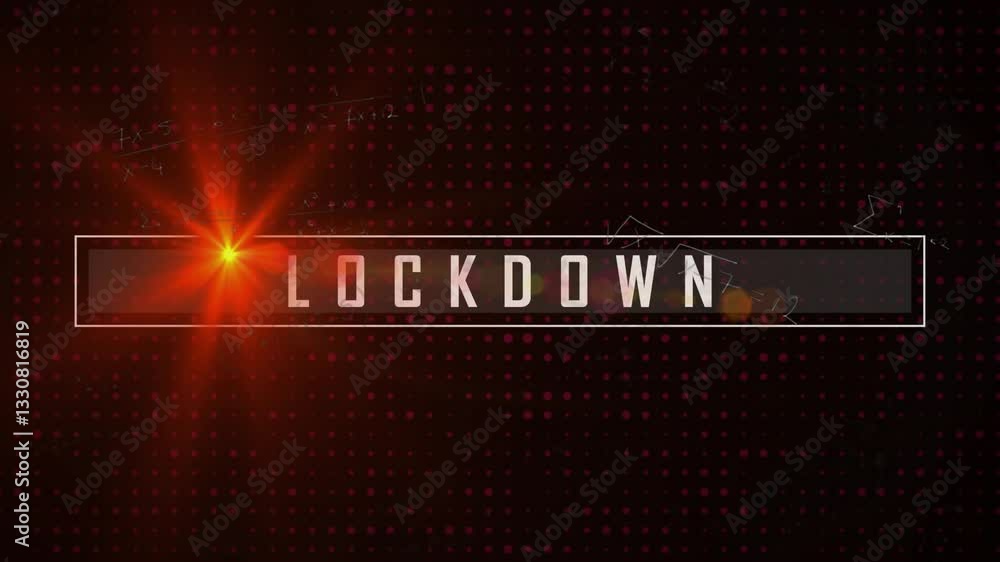 Poster lockdown animation with glowing text effect on red dotted background