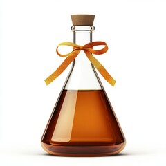 Laboratory flask with ribbon symbol isolated on white background