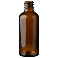 Amber Glass Medicine Bottle with Threaded Neck Isolated on Transparent Background AI Generated