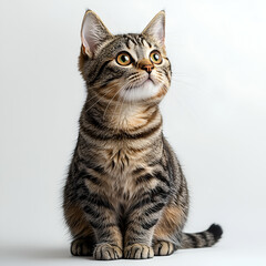 Obraz premium Adorable Tabby Cat with Curious Eyes - Beautiful and Playful Indoor Pet Portrait