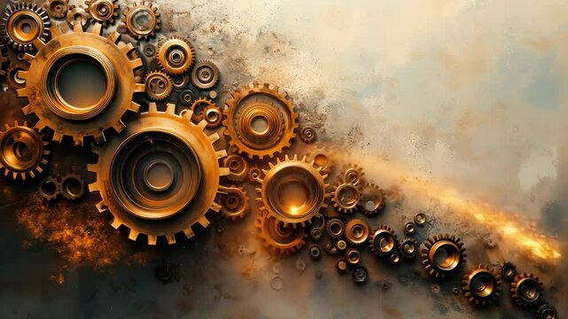 Intricate Golden Gears: A Steampunk Masterpiece
