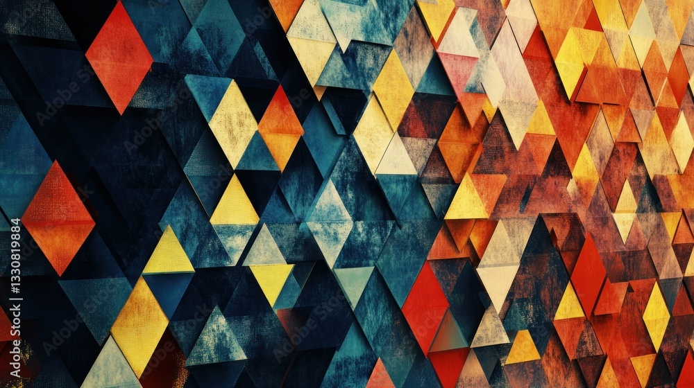 Poster abstract geometric wall of various shapes and colors create depth