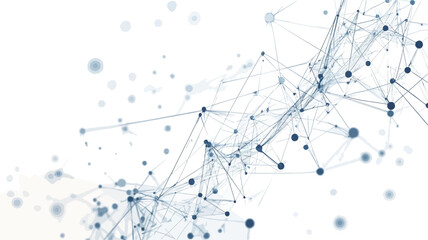 The image is an abstract representation of a network connection. It features a complex arrangement of interconnected lines and points against a white background.  The lines are thin and vary in