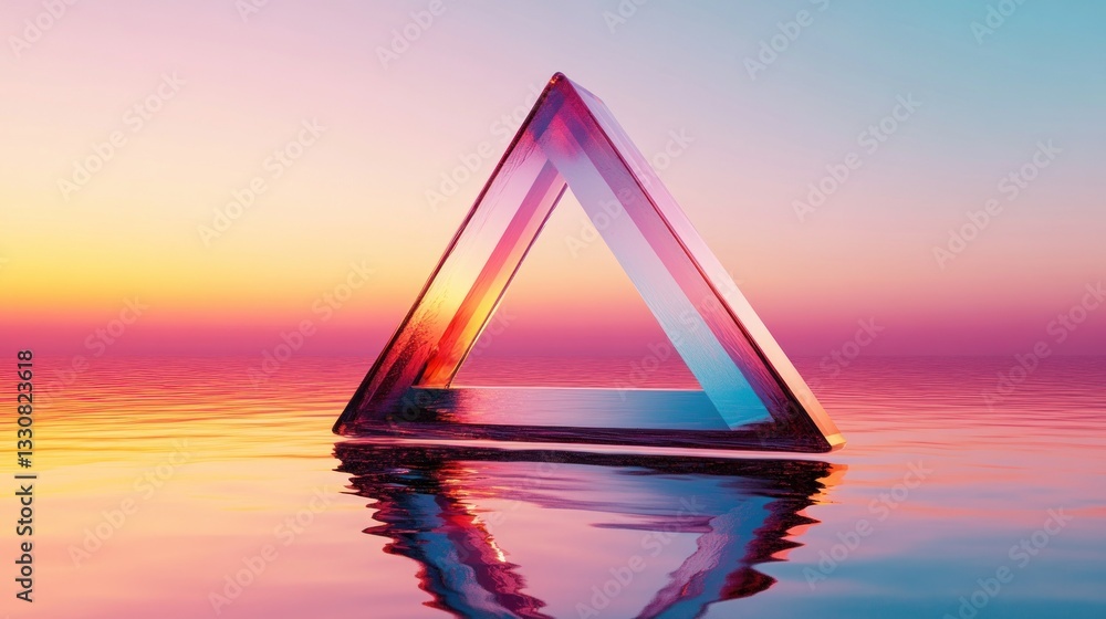 Poster a transparent triangular shape floats serenely on the water surface