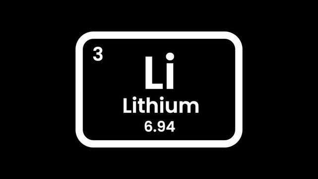 Lithium element icon, Periodic table element Lithium icon. Element of the periodic table of the Mendeleev system icon animation.